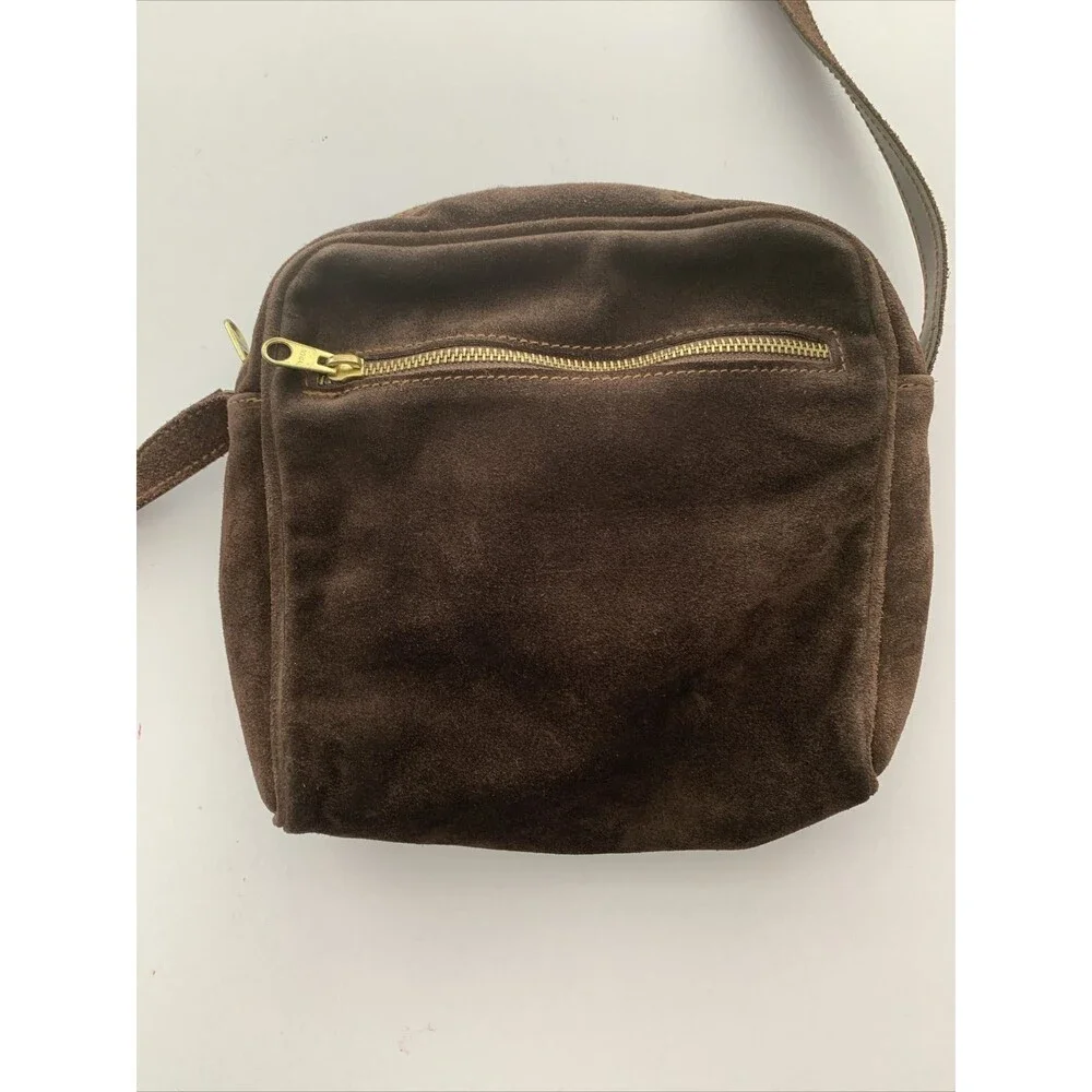 Lord & Taylor Dark Brown Suede Crossbody Purse